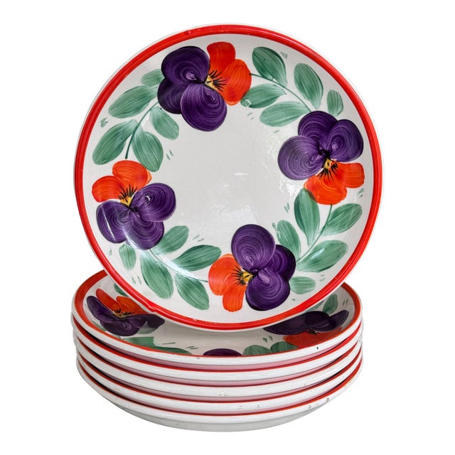Art Deco Violet Motif Salad Plates by Ditmar Urbach - Set of 6 For Sale