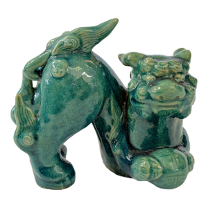 Vintage Turquoise Glazed Ceramic Yang Foo Dog