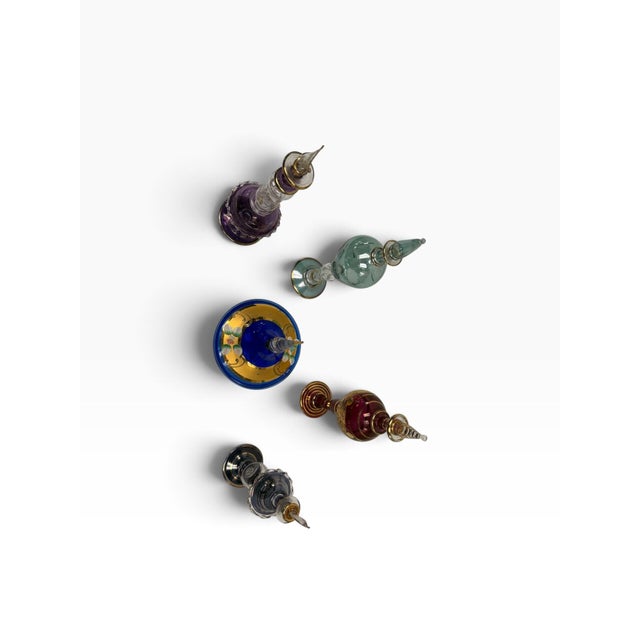 Art Nouveau Vintage Hand-Blown Egyptian Pyrex Glass Genie Perfume Bottles – Collection of 5 For Sale - Image 3 of 8
