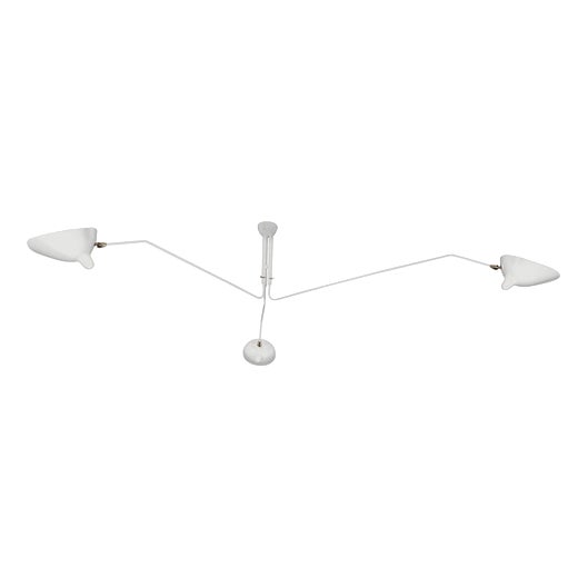 Mid-Century Modern White Ceiling Lamp with Three Rotating Arms by Serge Mouille For Sale