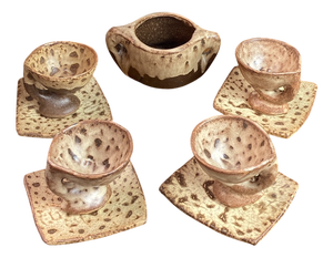 Stoneware Coffee Service from Vallauris, 1970s, Set of 9
