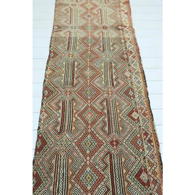 Camel Antique Turkish Afion Kilim Runner For Sale - Image 8 of 13