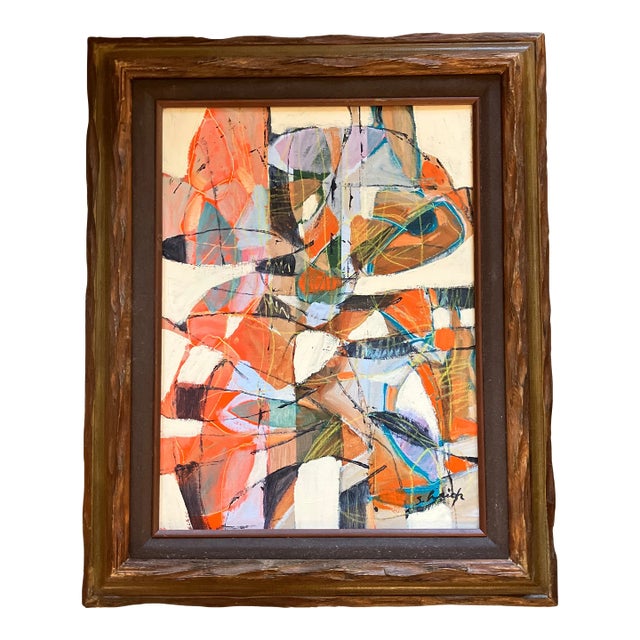 Contemporary Original Stephen Heigh Abstract Painting “Once Upon a Time” Vintage Frame For Sale