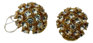 Vintage Designer Nolan Miller Clip on Earrings Clear Cluster Crystals, A Pair