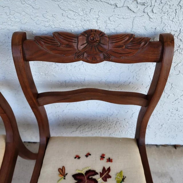 American Tell City Mahogany Duncan Phyfe Rose Chairs For Sale - Image 3 of 12