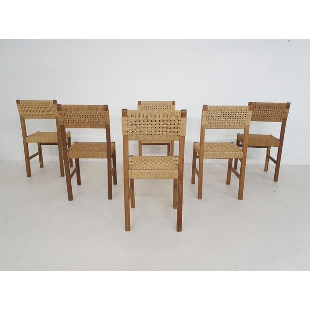 1950s Vintage French Papercord Dining Chairs, 1950s, Set of 6 For Sale - Image 5 of 6