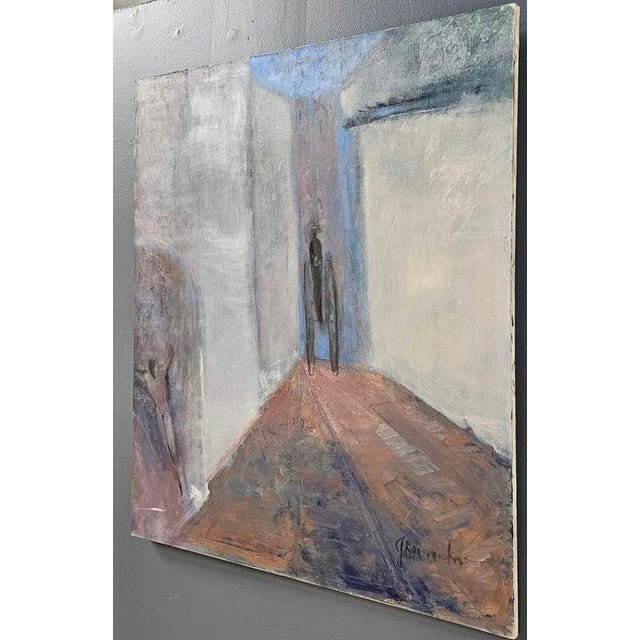 Large Mid-Century Modernist Figurative Oil Painting, Signed, Circa 1960 For Sale - Image 10 of 13