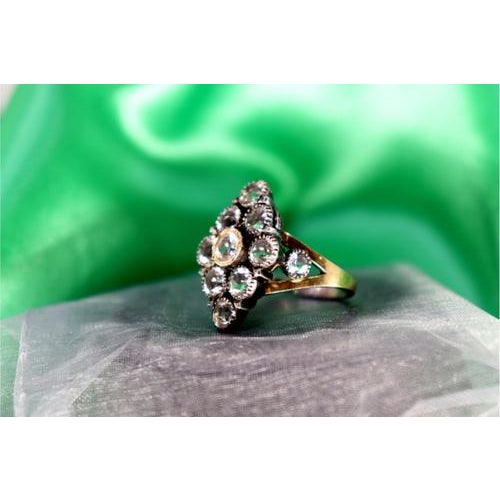 Metal Gold and Silver Ring with Inlaid Zirconias For Sale - Image 7 of 8