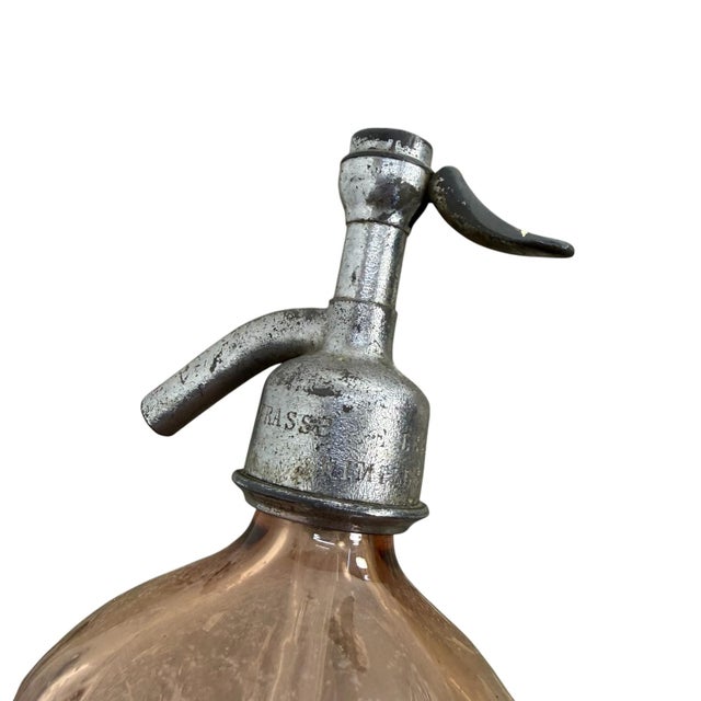 Glass Antique French Pink Glass Seltzer Bottle, 1890s For Sale - Image 7 of 8