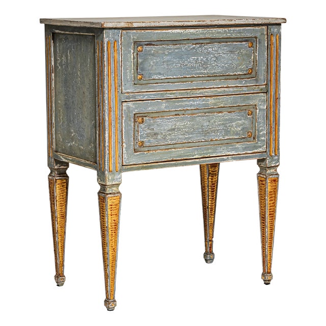 Louis XVI Hand-Painted Chest of Drawers with Gilt Accents, 1900s For Sale