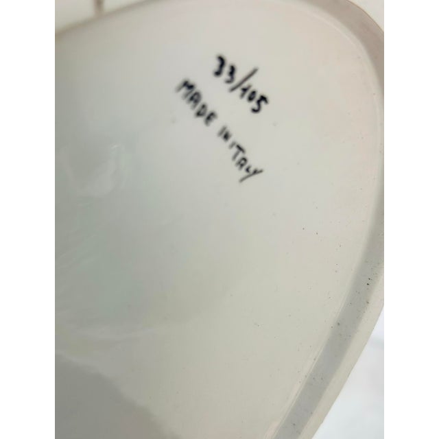 This is a vintage Italian ceramic soup tureen with lid and ladle featuring a whimsical, dimensional design. The lid is...