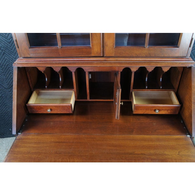 1970s 1970s Pennsylvania House English Chippendale Cherry Secretary Writing Desk Bookcase For Sale - Image 5 of 15