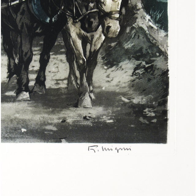 Paint Ferdinand Jean Luigini, Cheveaux Tirant une Peniche (Horses pulling a Barge), Circa 1920 For Sale - Image 7 of 7