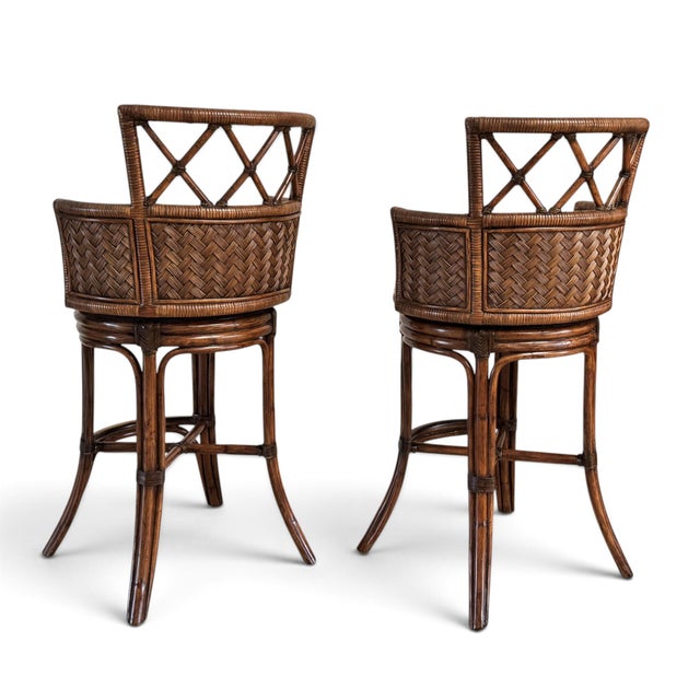 Lexington Furniture Lexington Tommy Bahama Bali Hai Kamala Bay Swivel Bar Stools, a Pair For Sale - Image 4 of 18