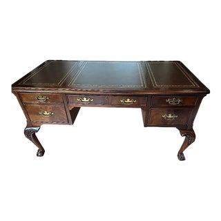 Late 20th Century Chippendale Style Executive Writing Desk For Sale