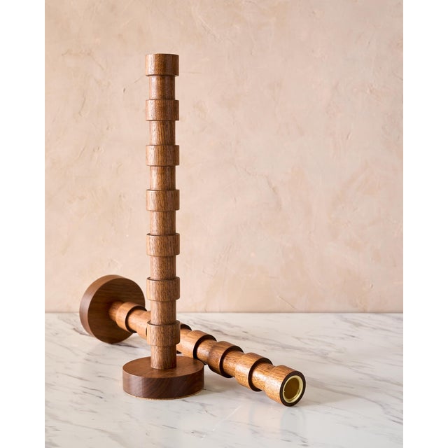 Lostine "Franc" Hand Turned Walnut Candle Holders by Lostine, Set of 2 For Sale - Image 4 of 11
