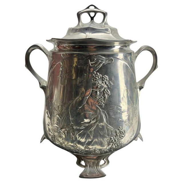 Art Nouveau Pewter Punch Bowl in the style of WMF, 1950s For Sale - Image 10 of 10