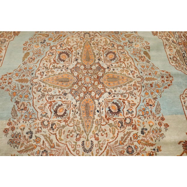 Persian Stunning Turquoise Antique Persian Tabriz Rug - 8'10" x 11'8" For Sale - Image 3 of 16
