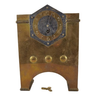 Vintage Art Deco Console Clock in Brass Case, 1930 For Sale