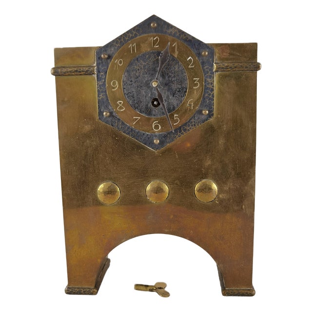 Vintage Art Deco Console Clock in Brass Case, 1930 For Sale