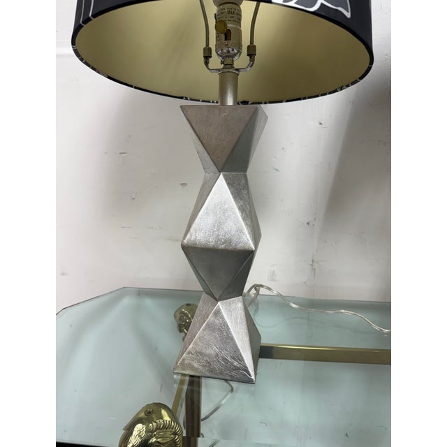 Geometric Silver Table Lamps, Pair For Sale - Image 9 of 12
