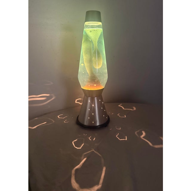 Metal Rare Vintage Green Silver Lava Simplex Lava Night Lite Light Lamp W Original Box For Sale - Image 7 of 15