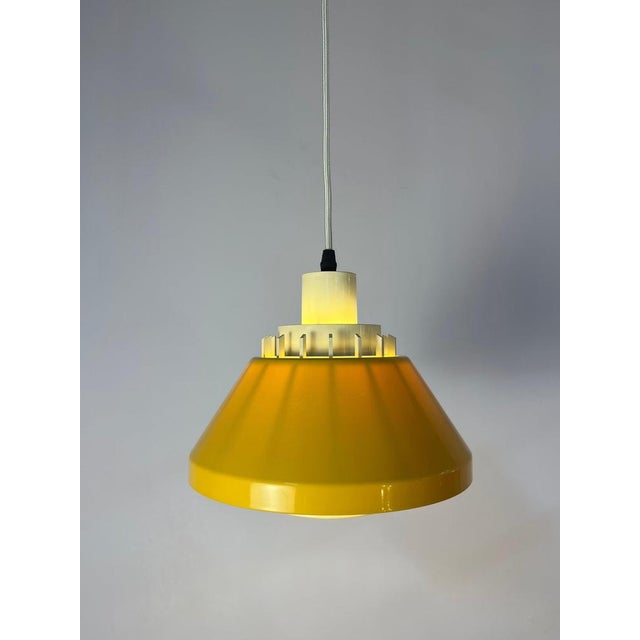 Model 854 Pendant Lamp in Yellow Plastic from Lyskær Belysning For Sale - Image 3 of 11