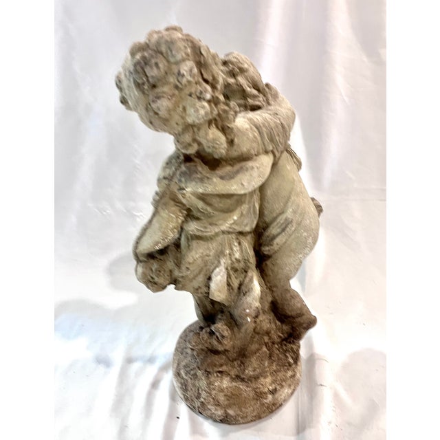 Vintage Mid-Century Neoclassical Weathered Concrete 18" Cherub Fountain Sculpture For Sale - Image 14 of 16