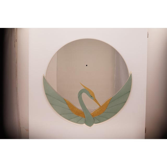 Mid-Century Modern Mirror with Golden Crane Motifs by David Marshall, 1970s For Sale - Image 3 of 18
