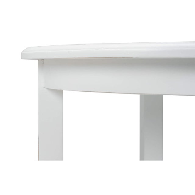 Pair of Rustic Round White Painted End Tables For Sale In Greensboro - Image 6 of 7