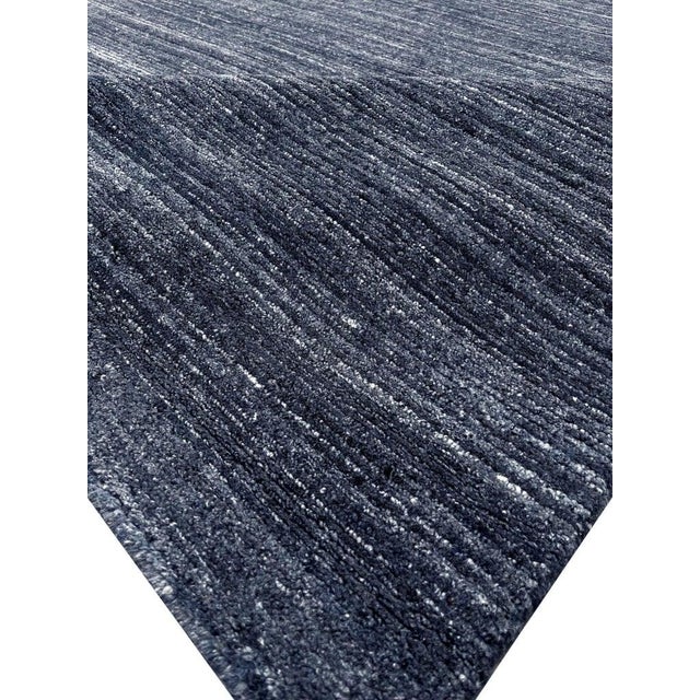 Charcoal 8x10 Gray Hand-Knotted Wool Striated Texture Geometric Modern Carpet Rug For Sale - Image 8 of 8