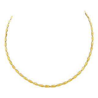 24 Karat Pure Gold Hand Made Yellow Gold Tube Chain Necklace, 4 Gm, 16 Inch For Sale