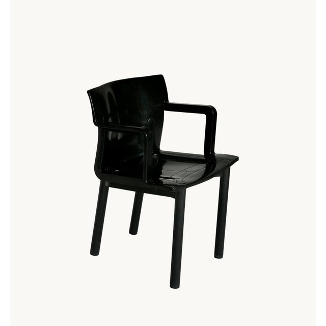 Plastic Chairs in Printed Black Plastic by Anna Castelli Ferreiri for Kartell, 1980s, Set of 10 For Sale - Image 7 of 11