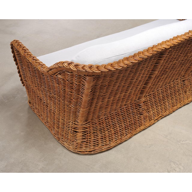 Pair of Michael Taylor Style Organic Modern Wicker Rattan Sofas For Sale - Image 12 of 18