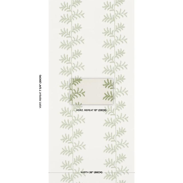 Climbing fern fronds are stitched on a paperbacked linen ground in Eloise Embroidery Wallcovering, a delicate medium-scale...
