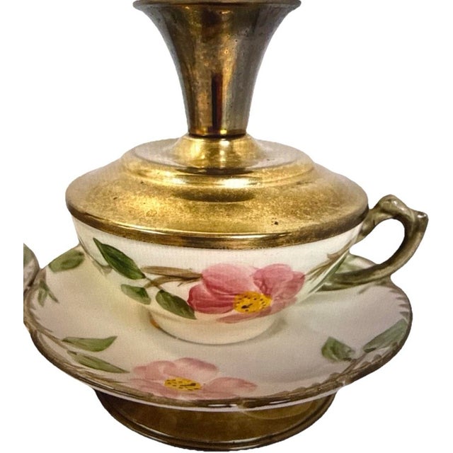 Iconic vintage candleholders by Franciscan, beautiful Desert Rose pattern, very unique and rare. set of two candle...