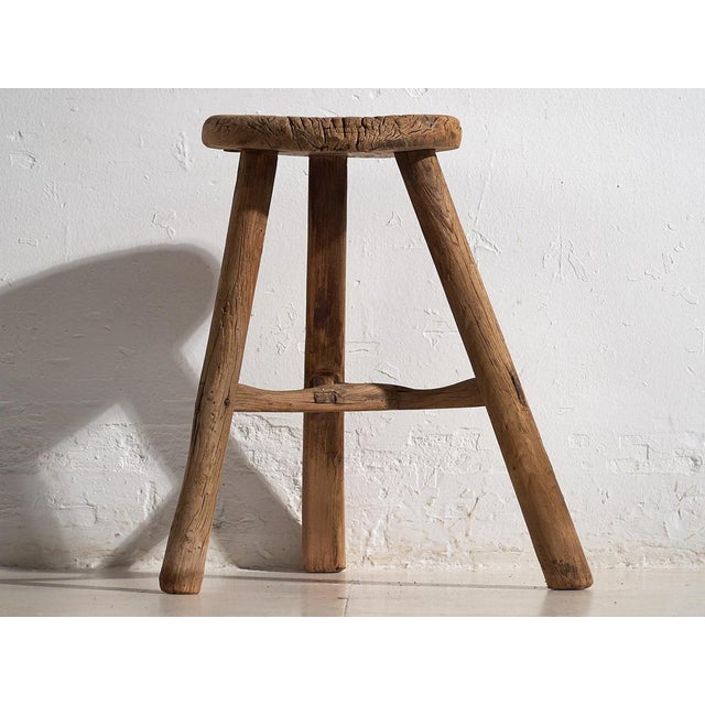 Brown Antique Primitive Stool, 1920s For Sale - Image 8 of 9
