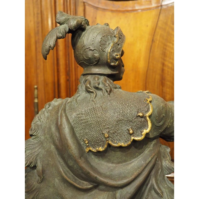 Late 19th Century Pair of Highly Detailed Cast Antique Military Figures With Gilt Accents For Sale - Image 5 of 13