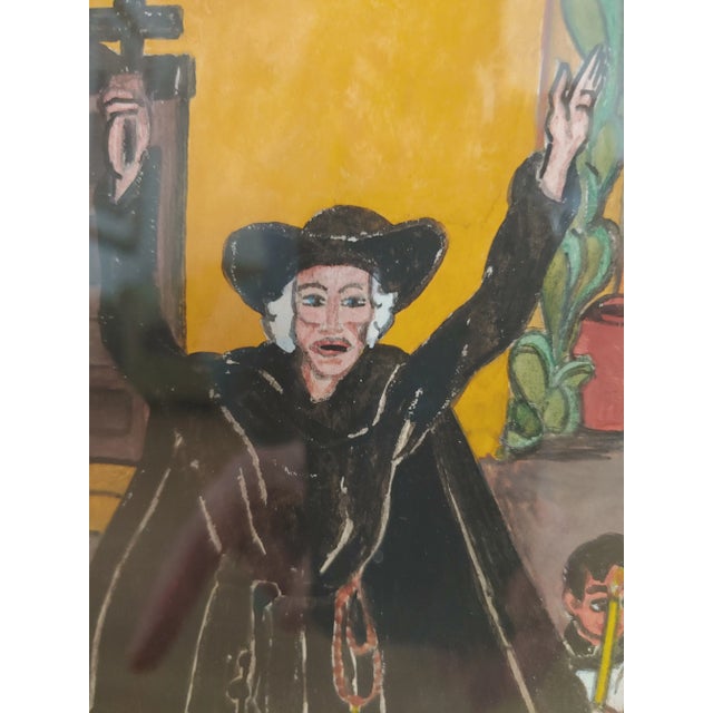 Early 20th Century Vintage Outsider Art Folk Art El Grito Dolores Watercolor Painting, Framed For Sale - Image 4 of 9