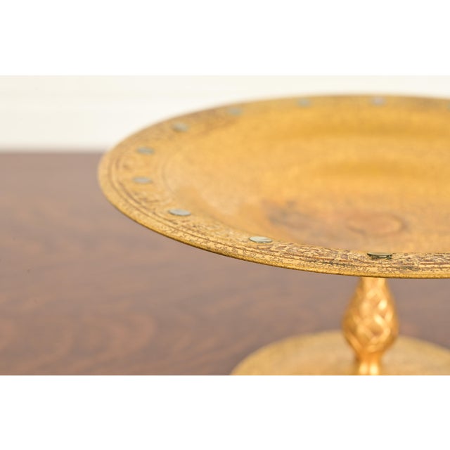 Tiffany Studios New York Bronze Doré Pedestal Bowl or Compote Dish With Abalone Inlay For Sale In South Bend - Image 6 of 14