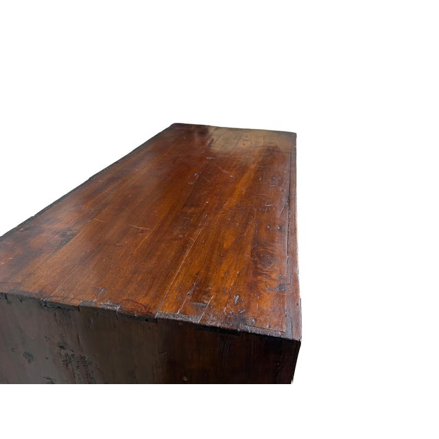 Oriental Korean Style Brown Hardware Drawers Accent Storage Cabinet For Sale - Image 4 of 11