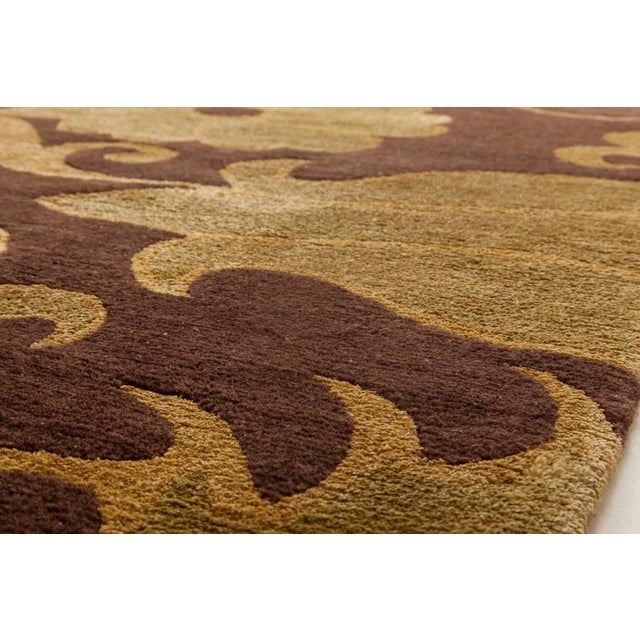 Modern European Inspired Gold and Brown Handmade Wool Rug by Doris Leslie Blau For Sale - Image 3 of 9