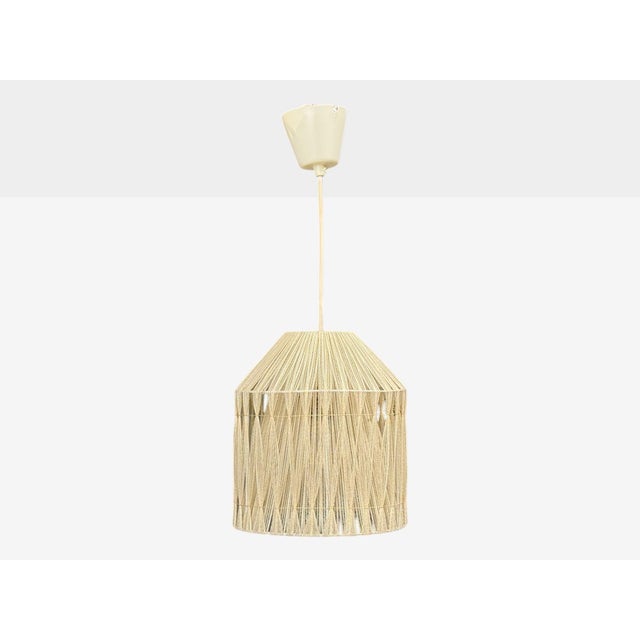 Swedish Mid-Century Modern, Pendant Light, Fabric, Plastic, Sweden, 1970s An interesting textile lightweight pendant light...