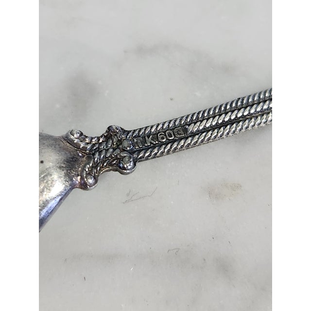 1940s Filigree Condiment Spoon, Ornate Shell Demitasse Spoon For Sale - Image 10 of 10