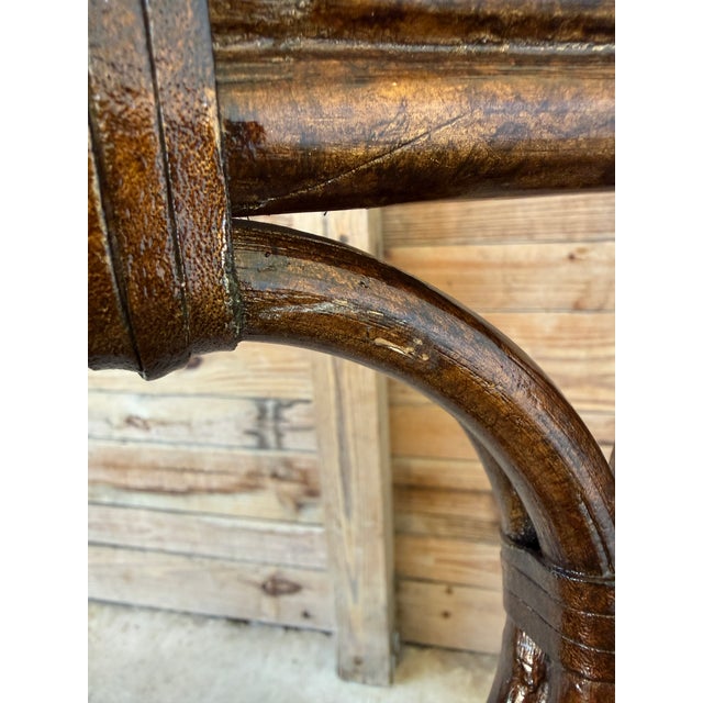 Wood Tommy Bahama Ring Back Rattan Slipper Chairs in Scalamandre Tigre – Pair For Sale - Image 7 of 12