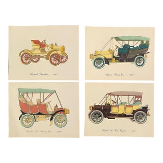 Antique Automobiles Lithograph - Set of Four For Sale