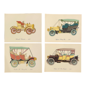 Antique Automobiles Lithograph - Set of Four