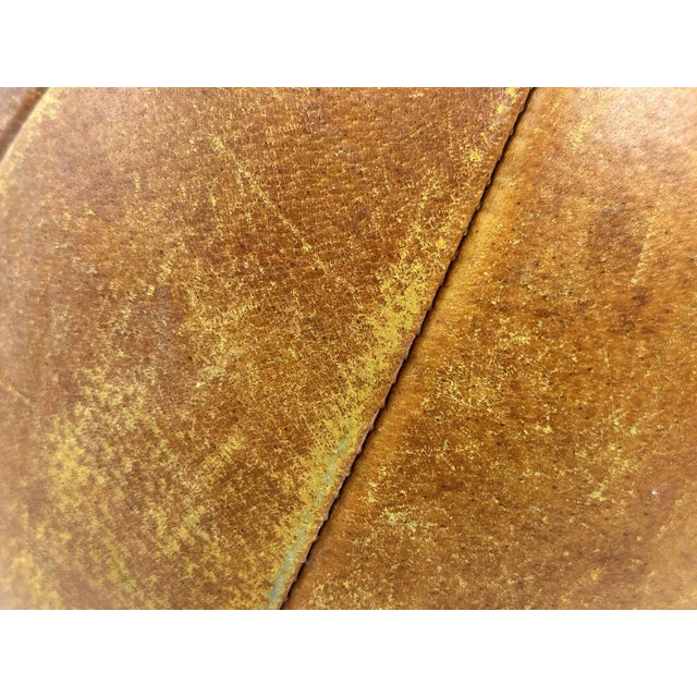 Tan Mid-Century Leather Medicine Ball, 1950s For Sale - Image 8 of 11