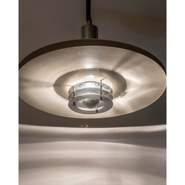 Scandinavian Space Age Hanging Lamp in Lacquered and Chromed Metal, 1970s For Sale - Image 3 of 6