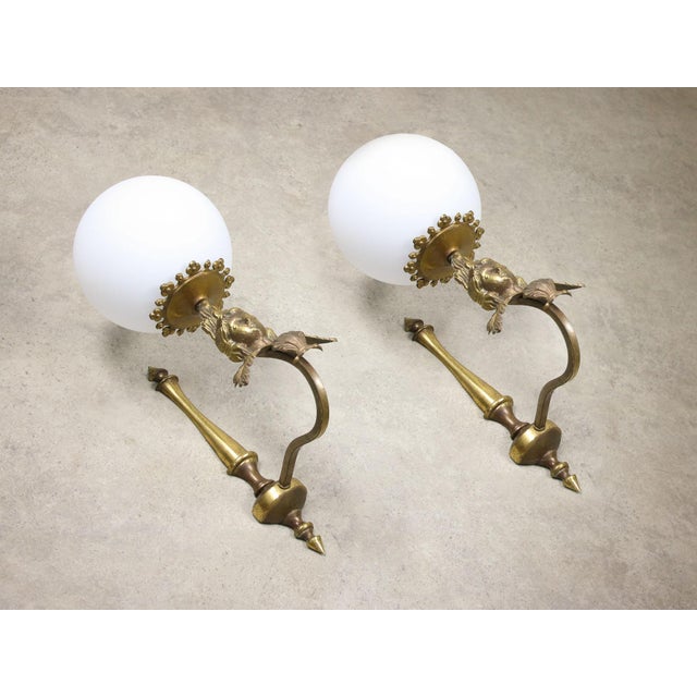 Italian Figural Brass Wall Lamp, Set of 2 For Sale - Image 15 of 15